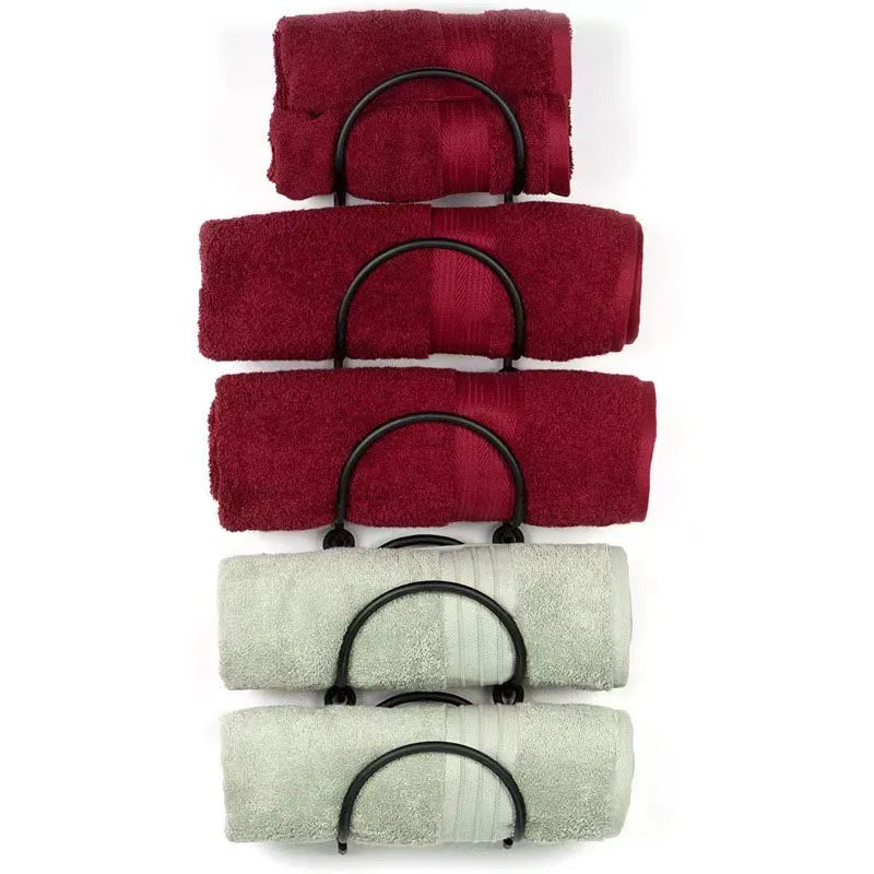 Rustproof multi-layer towel storage rack. Wrought iron bathroom organizer, ideal wall mount solution for a tidy spa.
