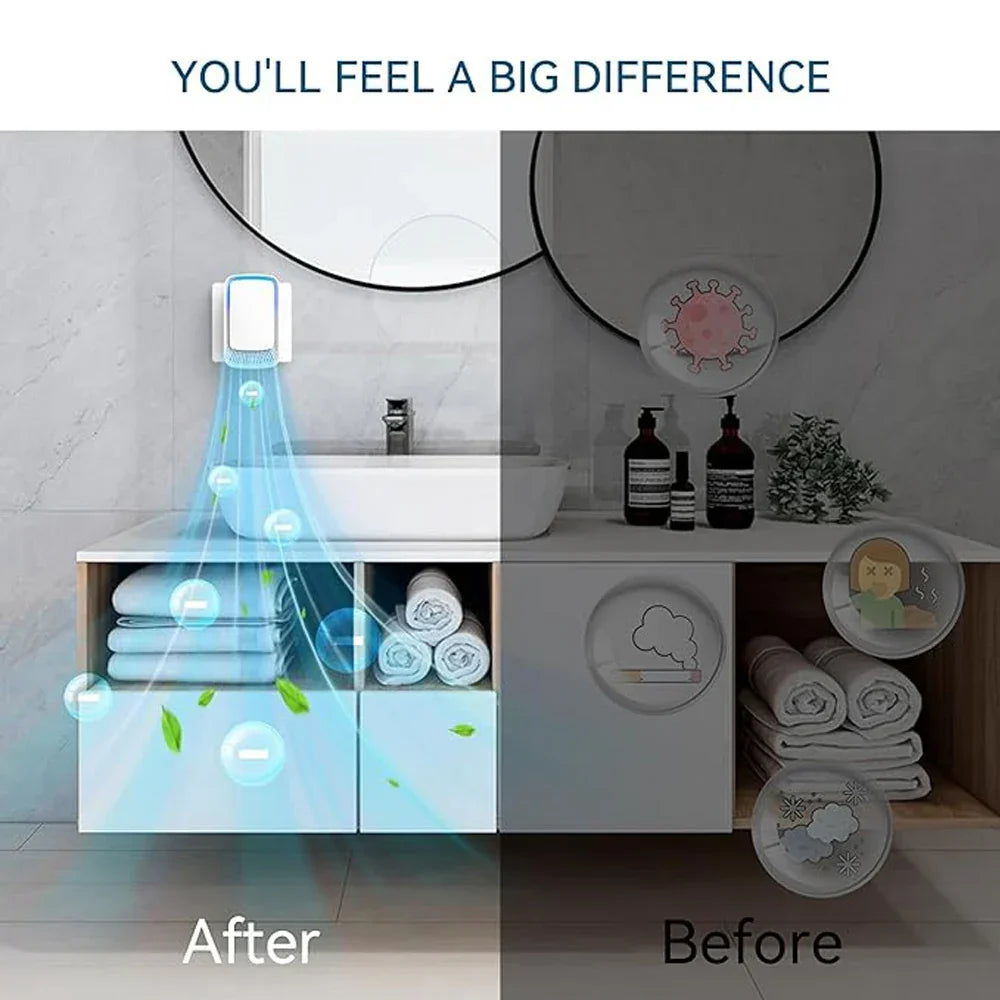 Powerful portable mini air purifier & ionizer. Effectively removes pet odors, smoke, and household smells.