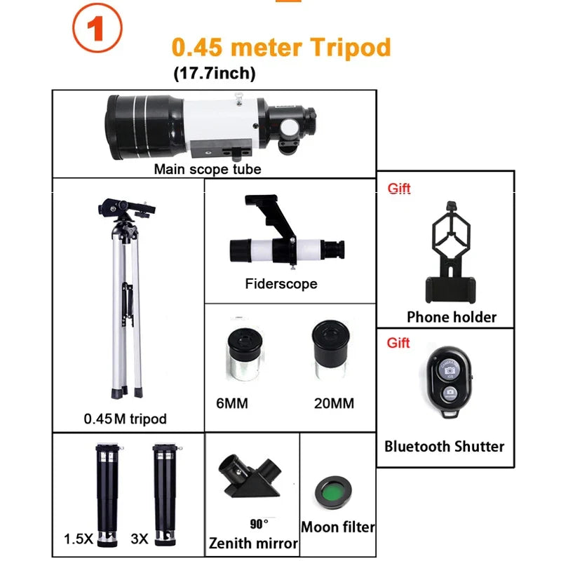 Explore the night sky with this high-definition refractor telescope. Great for stargazing, portable astronomy & education.