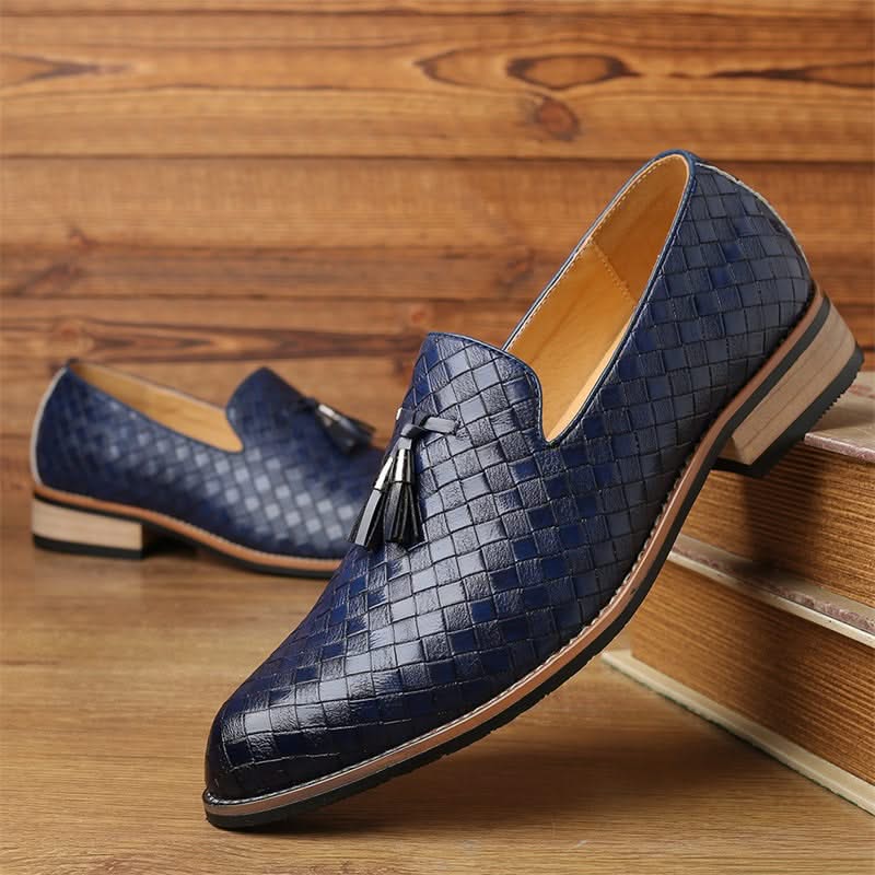 Sophisticated men's woven loafers with tassels. Comfortable & durable, suitable for formal and smart casual.