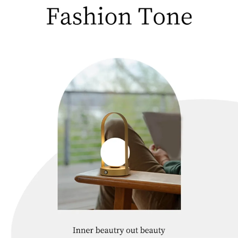 Versatile portable LED lamp, rechargeable & dimmable, perfect for home & outdoor.