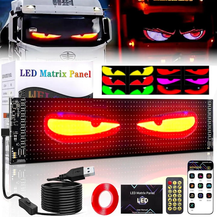 Dynamic app-controlled LED car sign displaying custom messages, perfect for rear window advertising.