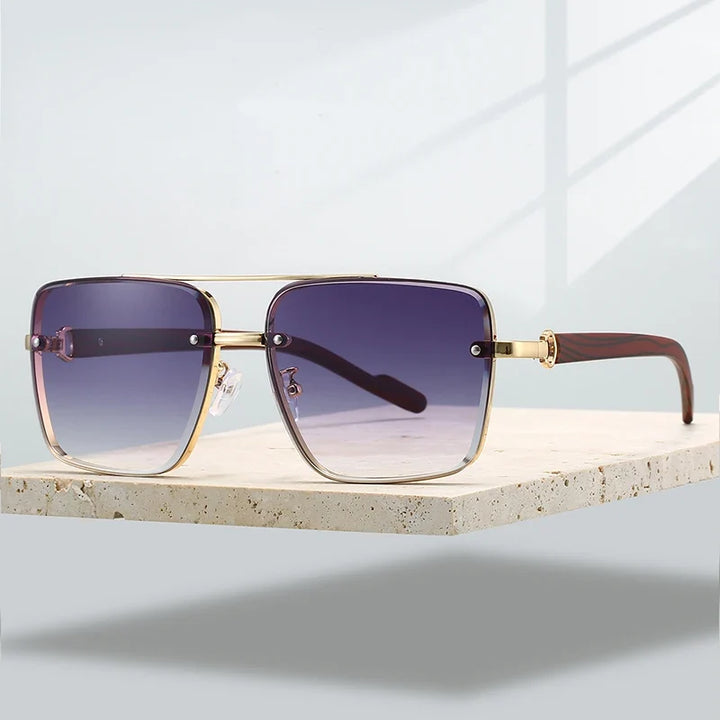 Stylish unisex Capri sunglasses with elegant gold frames & UV400 protective gradient lenses. Fashion accessory.