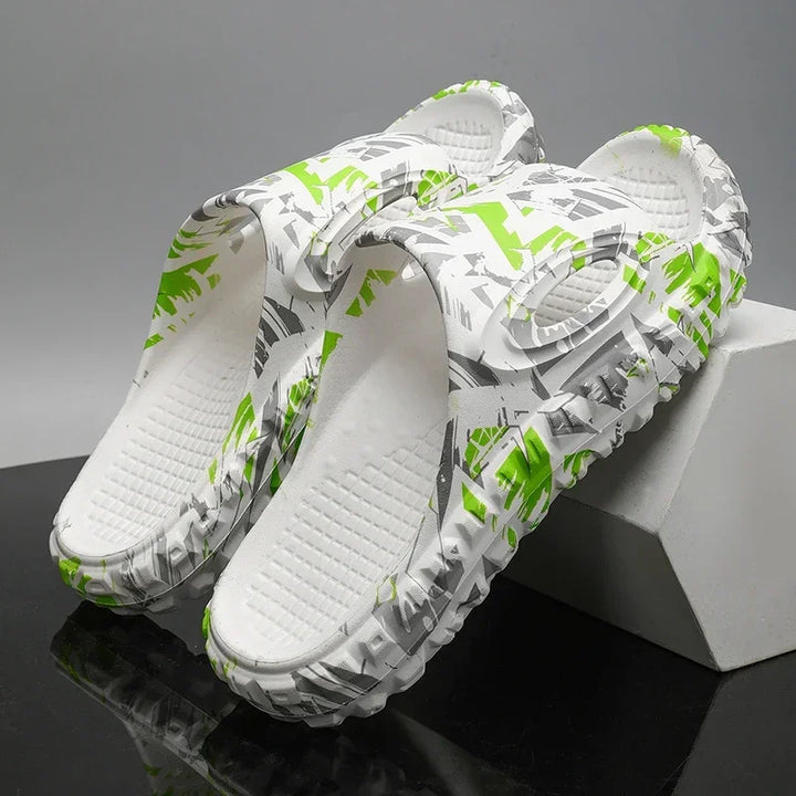 Cushioned unisex comfort slides, ideal casual slip-on footwear for urban summer style and relaxation.