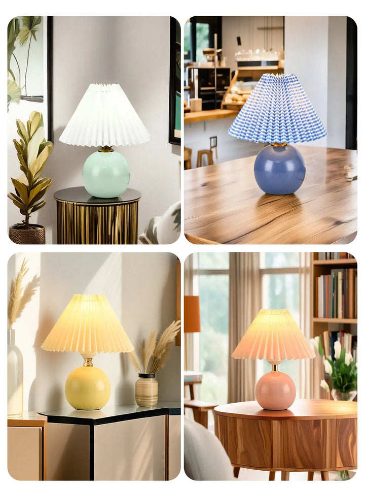 Elegant pleated design LED table lamp, a modern artistic accent for your desk or bedside.