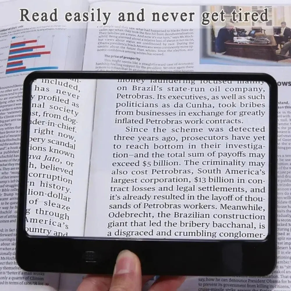 Compact handheld magnifier with bright LED light for low vision, perfect reading aid for books.