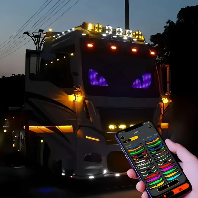 Universal flexible LED message sign with app control for dynamic car & shop advertising. RGB display.