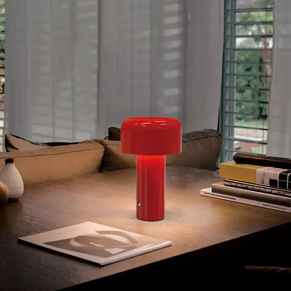 Sleek LED bedside lamp, dimmable with touch control, adds modern elegance.