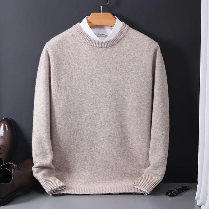 Stylish men's long sleeve comfort sweater. An elegant pullover for refined men's fashion and versatile apparel.