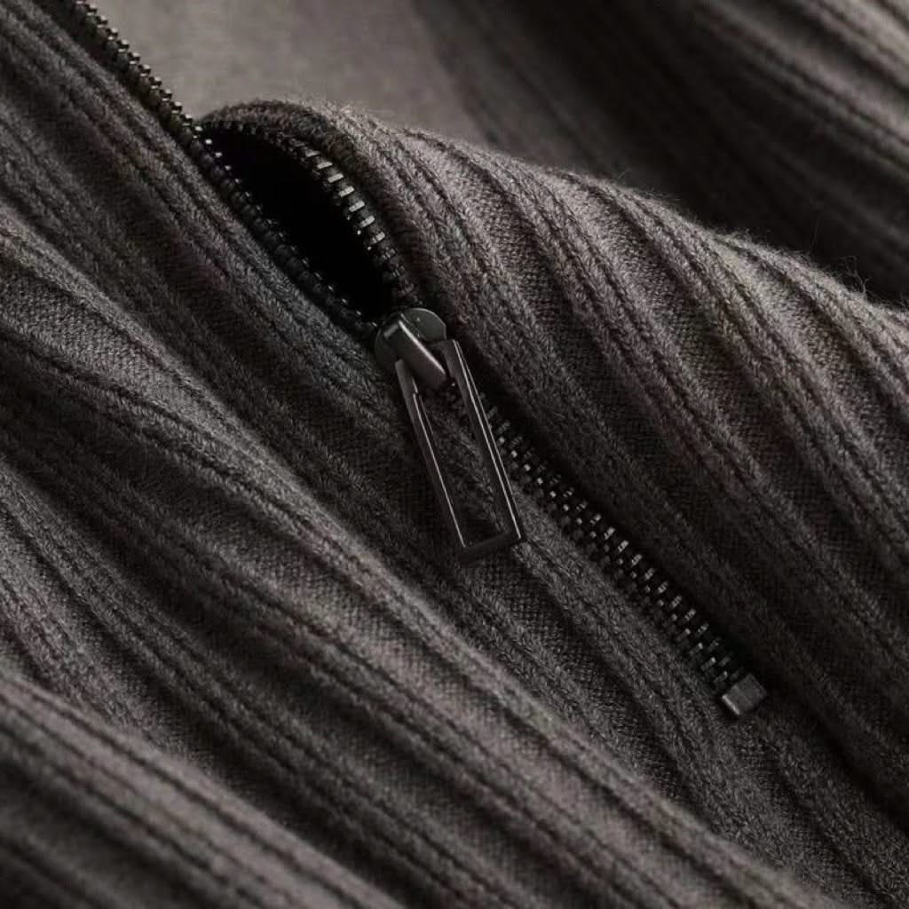 Everyday wear men's long sleeve ribbed knit polo shirt. Cotton blend casual top, comfort fit for easy style.