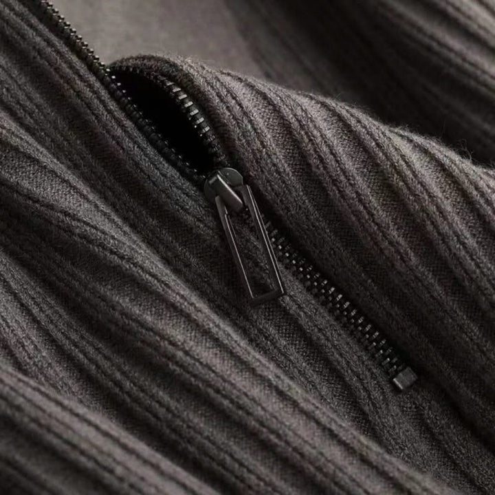 Everyday wear men's long sleeve ribbed knit polo shirt. Cotton blend casual top, comfort fit for easy style.