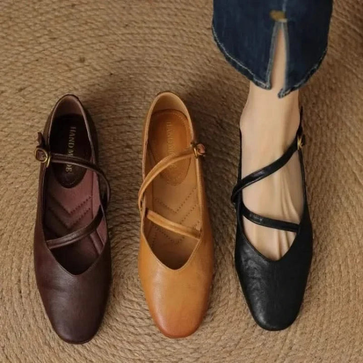 Black Aria comfort flats, essential everyday footwear for women, blending style & ease.