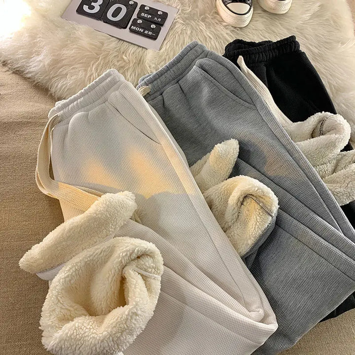 Women's plush comfort cozy winter lounge pants in relaxed fit, perfect for sleepwear & casual warmth.