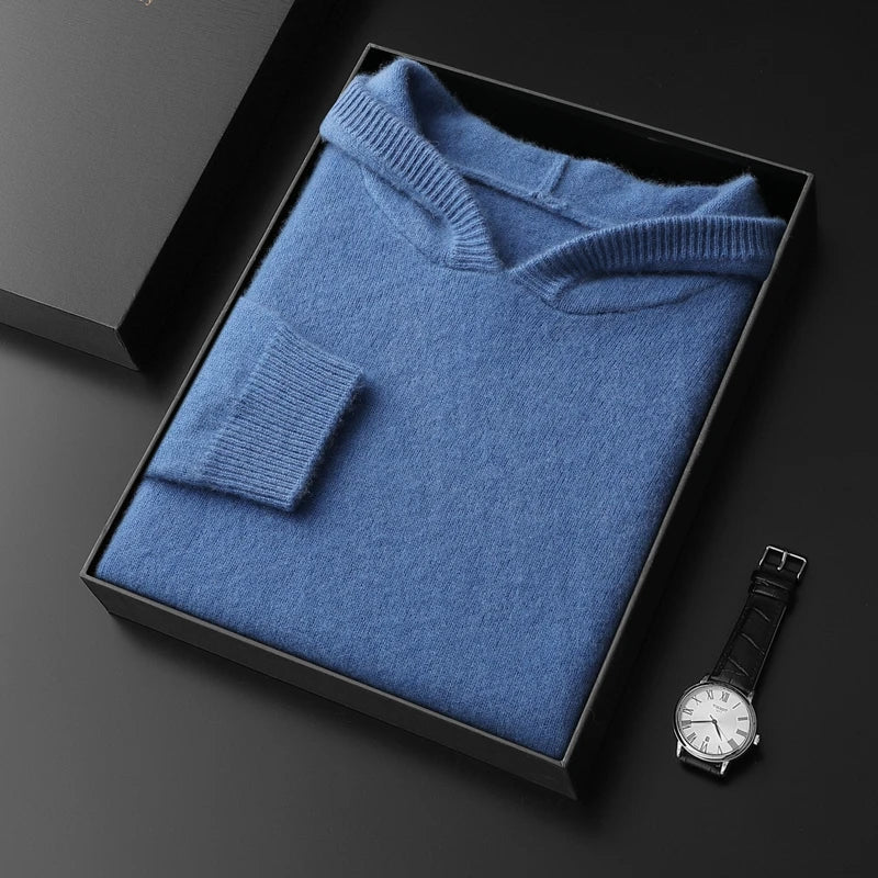 Cozy men's soft pullover hoodie. Ideal loungewear or casual layering piece for men.