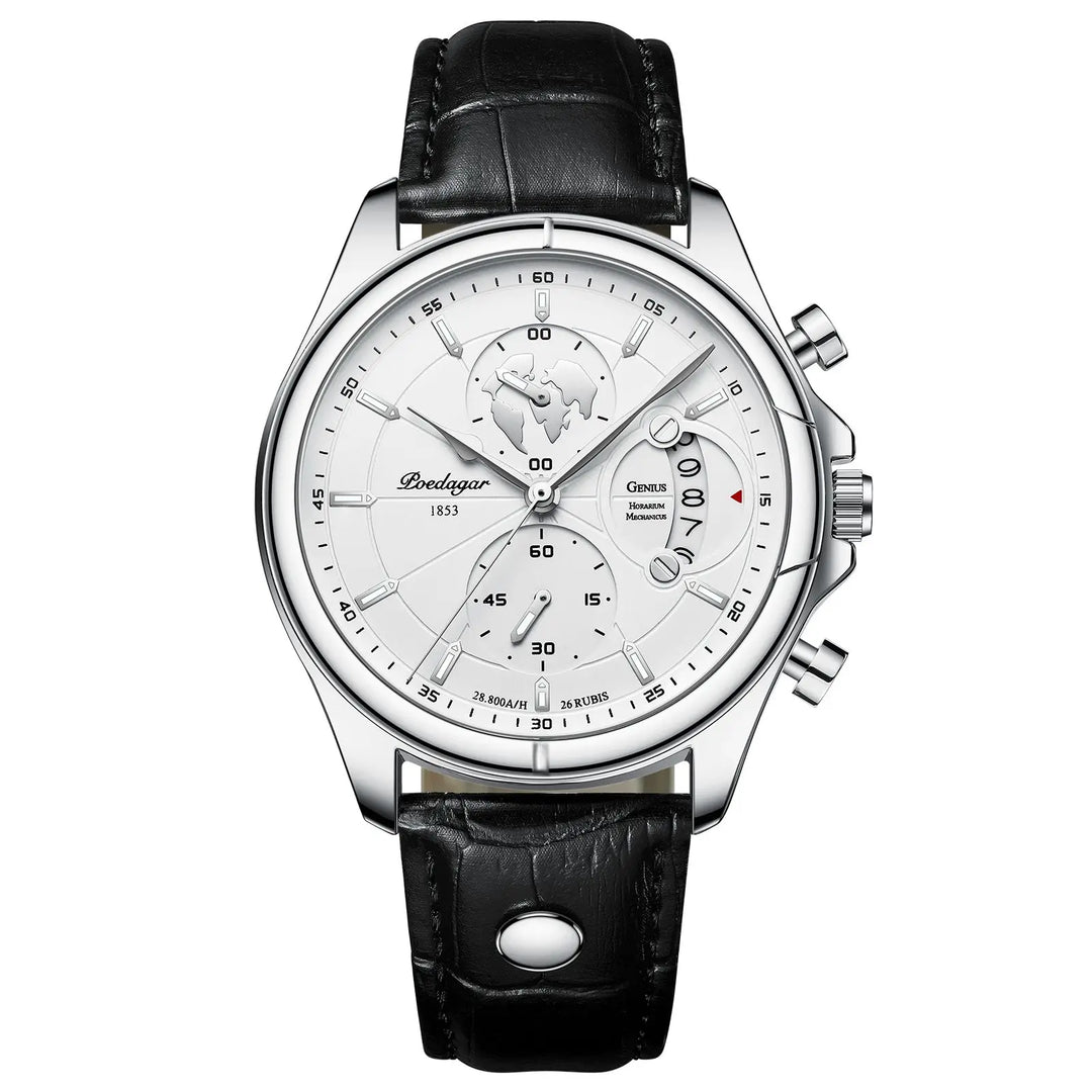 Premium men's elegant watch, classic stainless steel build, available in silver or rose gold finishes.