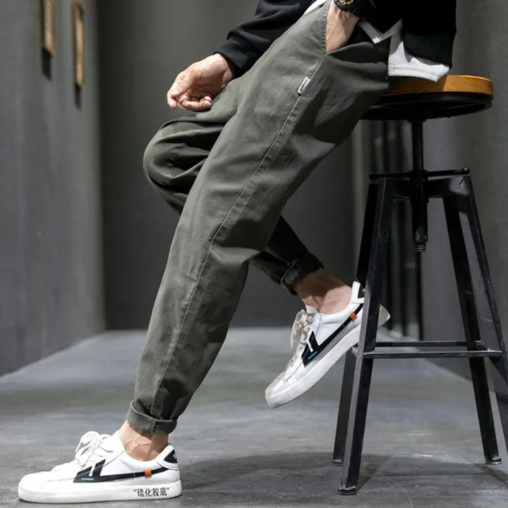 Black men's tapered joggers, perfect loungewear or athletic pants for ultimate comfort.