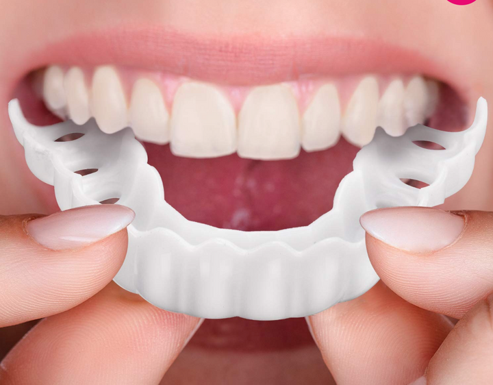 Cosmetic snap-on dentures for an instant smile. Adjustable & reusable dental solution for confidence.