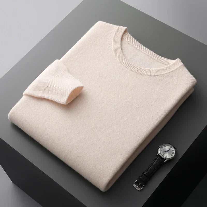 Premium men's comfort pullover sweater, a cozy long-sleeve crew neck for classic casual winter style & warmth.
