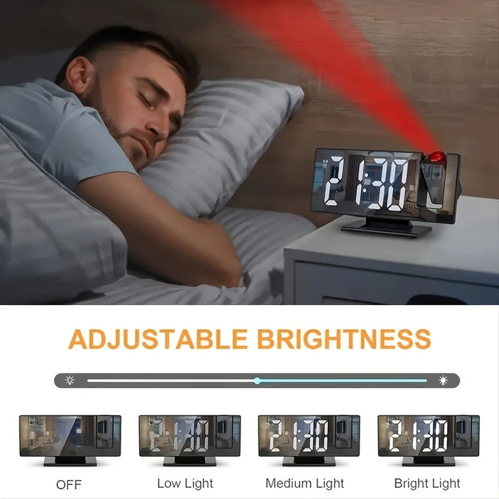 Bedroom smart alarm clock with time projection, LED display, and useful night light feature.