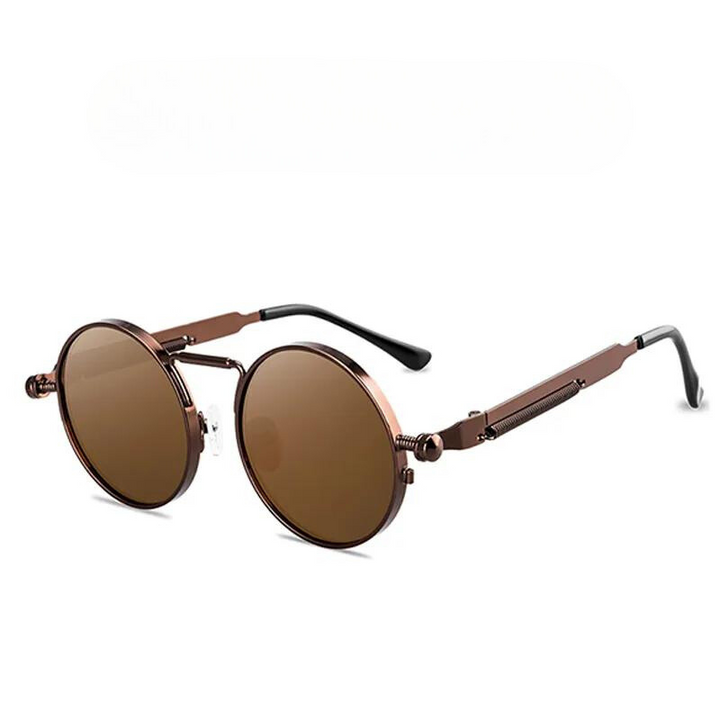 Vintage-inspired round sunglasses, unisex retro design, essential UV protective shades.