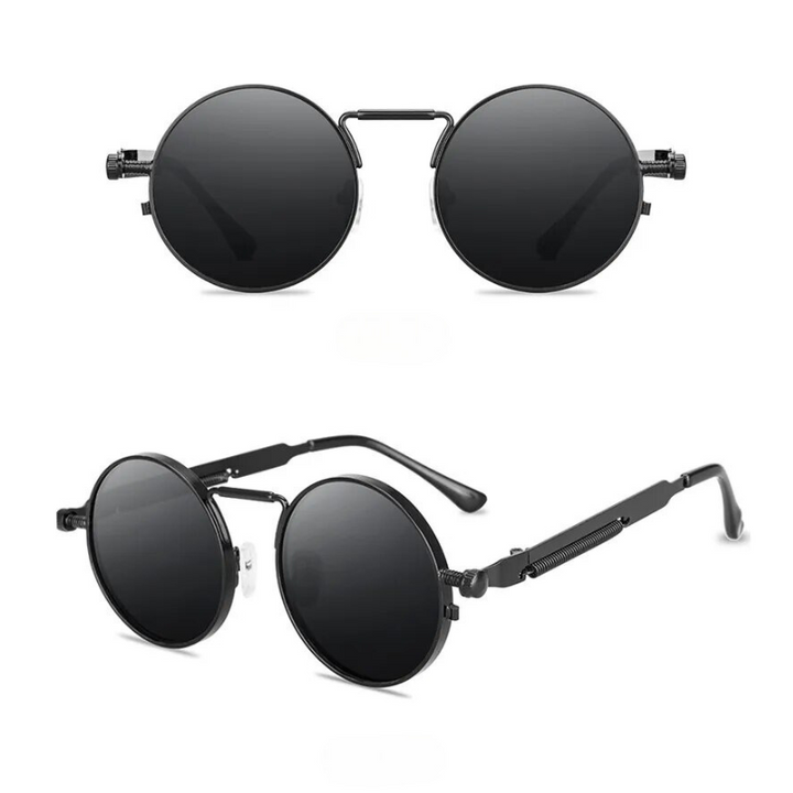 Stylish unisex round retro sunglasses, UV protected lenses for outdoor fashion eyewear.