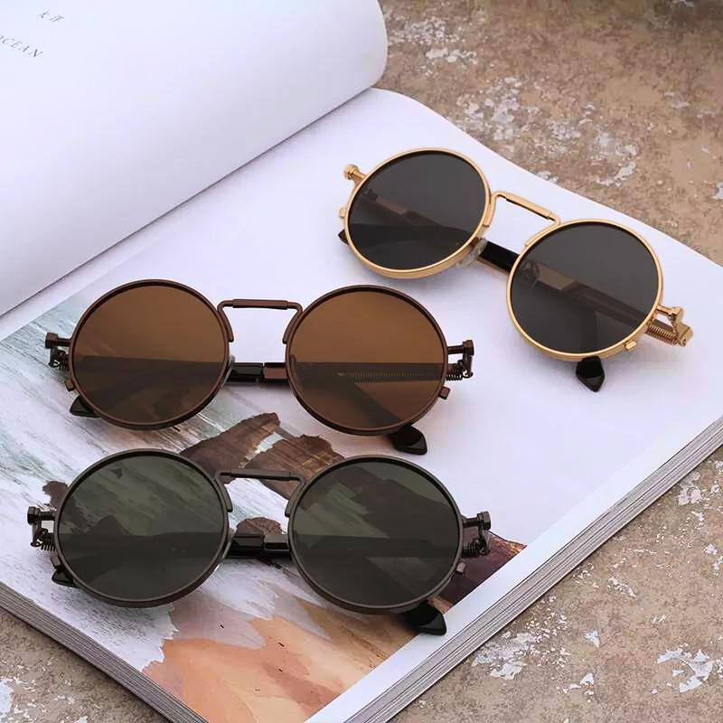 Unisex retro round sunglasses, vintage style eyewear with full UV protection.