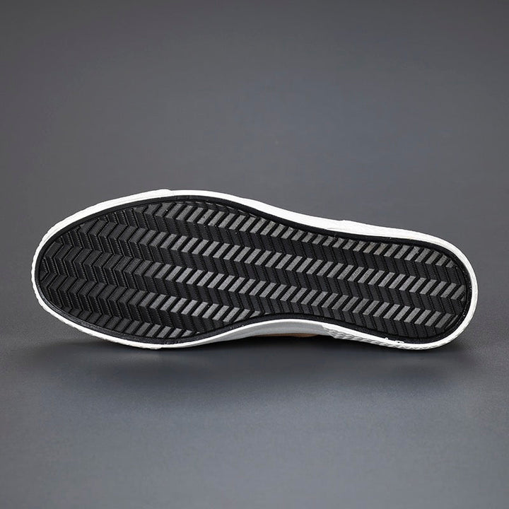 Plush cushioned men's color block sneakers, designed for all-day comfort & stylish wear.