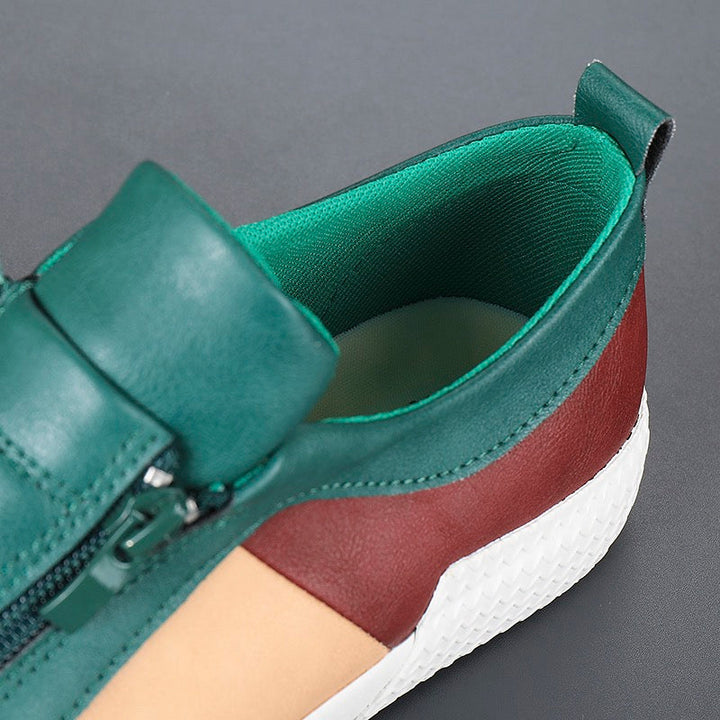 Fashion-forward men's color block sneakers, offering modern style & excellent cushioned comfort.