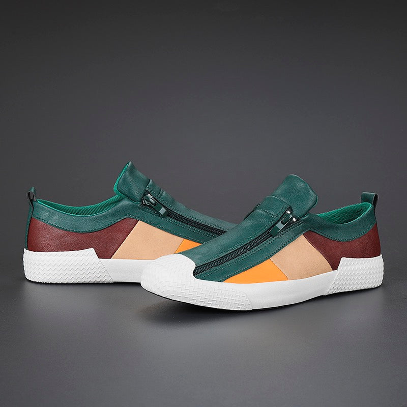 Modern men's color block casual shoes, featuring cushioned comfort & a durable textured sole.
