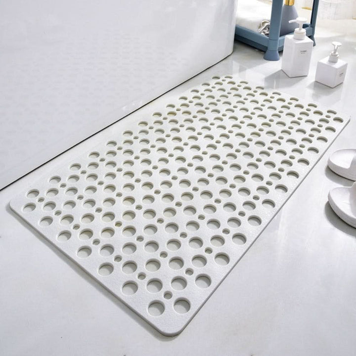 Premium anti-slip shower mat for maximum bathroom safety. Rectangular, hygienic, durable PVC bath mat.