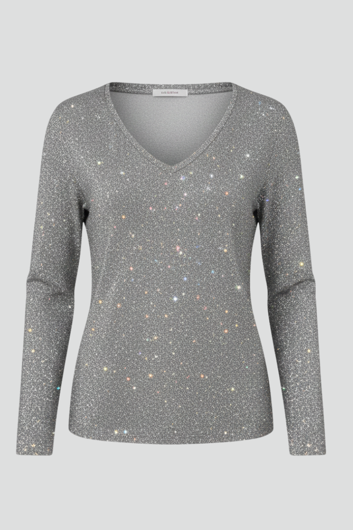Dazzling women's V-neck sequin sweater, perfect for glamorous evening wear & parties.