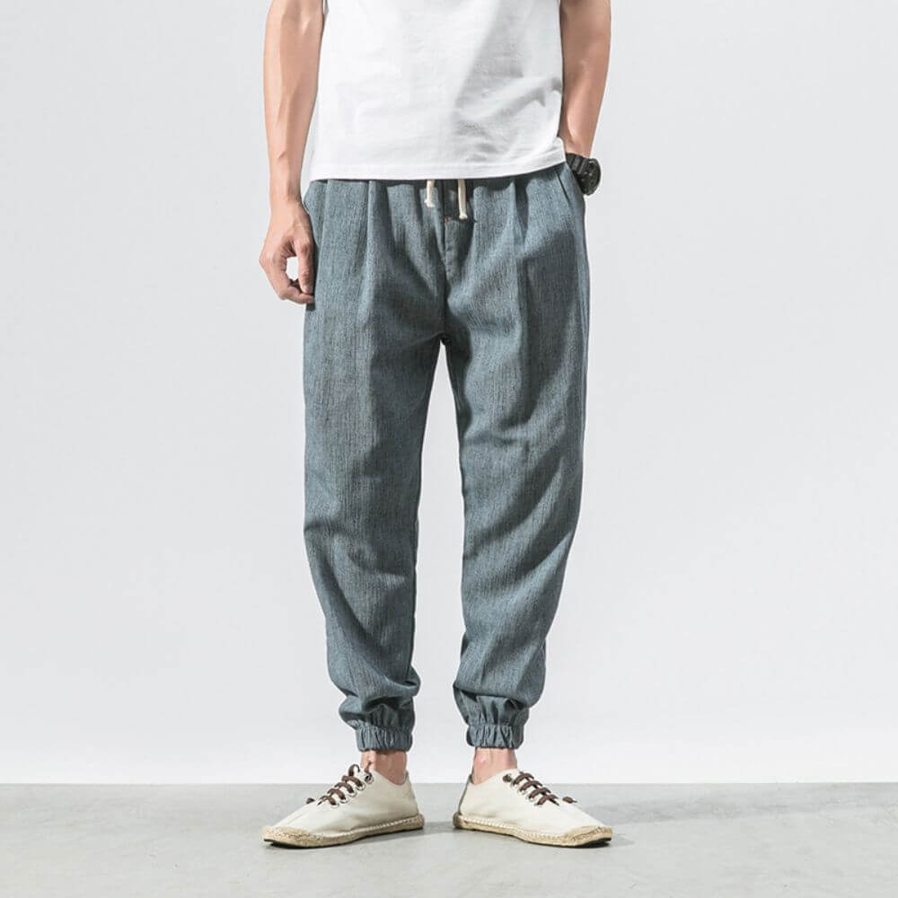 Comfortable men's relaxed fit summer pants, versatile for daily use.