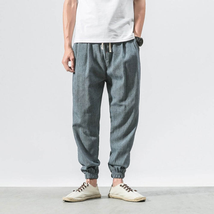 Comfortable men's relaxed fit summer pants, versatile for daily use.