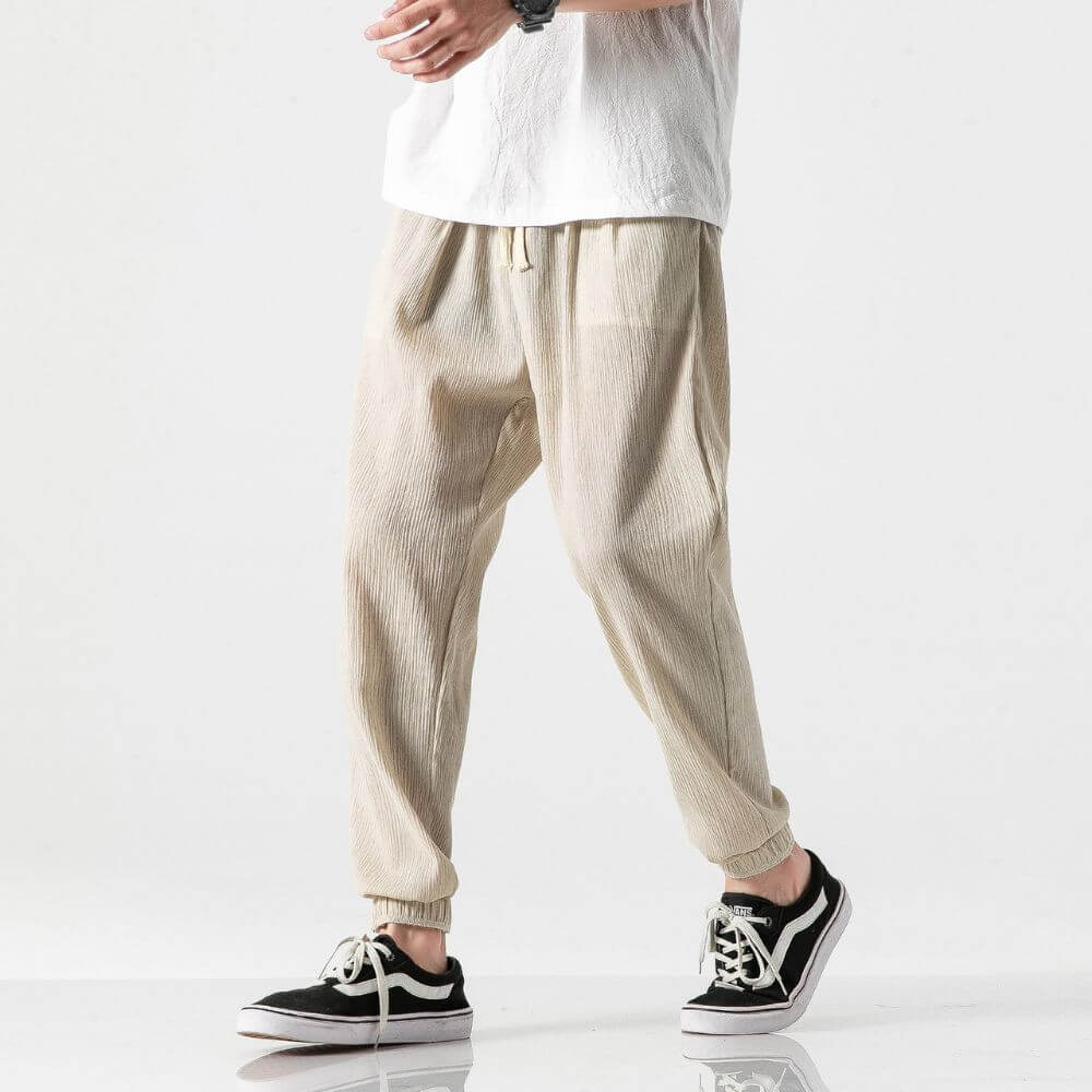 Everyday men's joggers, drawstring waist, versatile for any summer look.