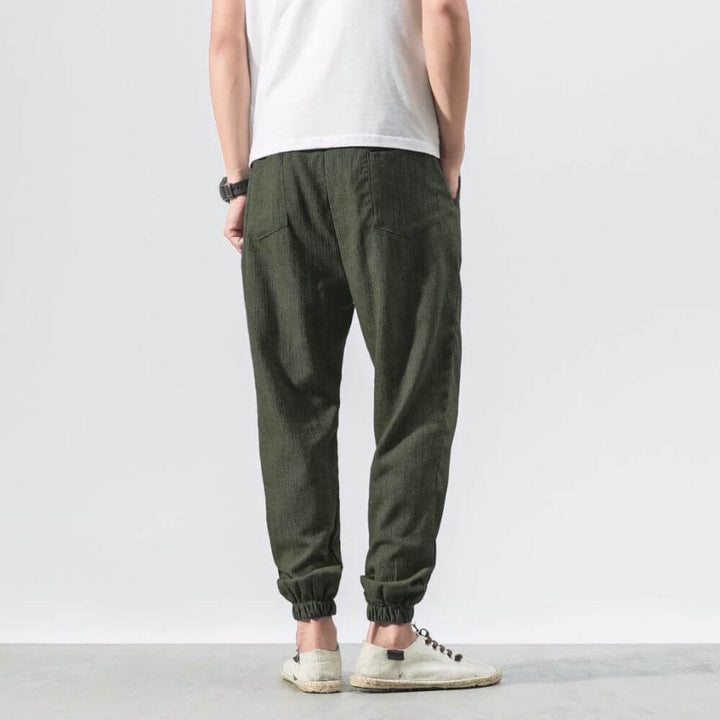 Breathable men's casual pants, relaxed fit, perfect for summer.