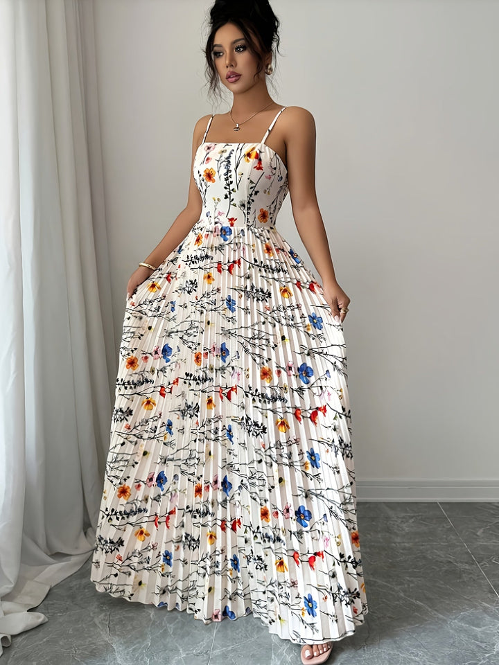 Flowy floral maxi dress for women, ideal for effortless vacation style, beachwear, or resort fashion.