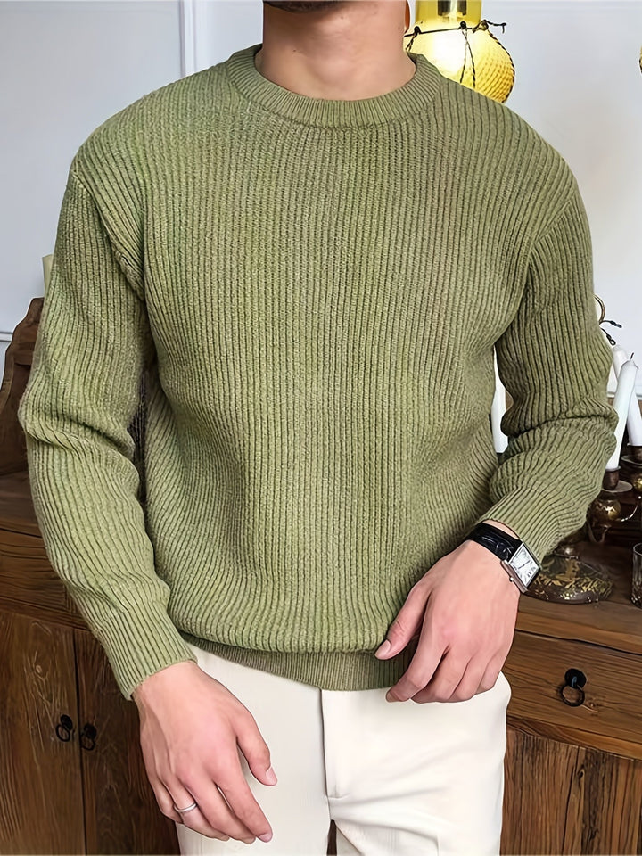 White Men's Milan Classic Crew Neck Top, a versatile and stylish long sleeve pullover.