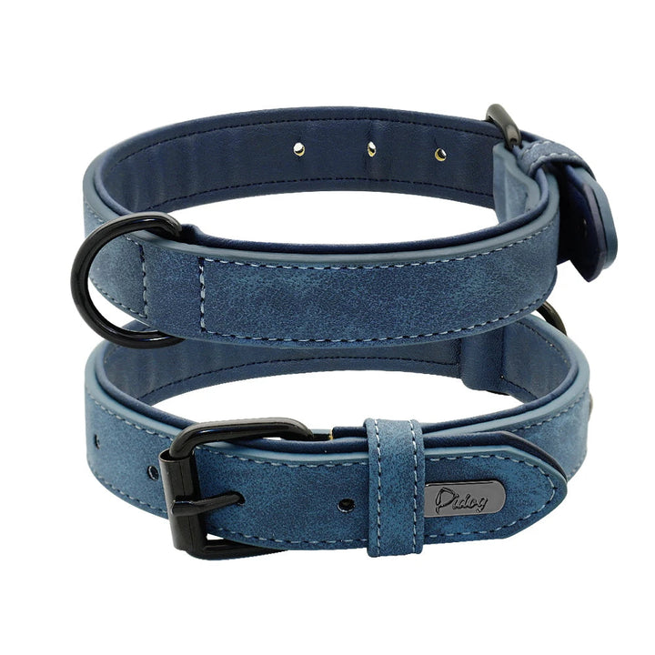 Premium thick leather dog collar, adjustable for larger breeds, robust and long-lasting