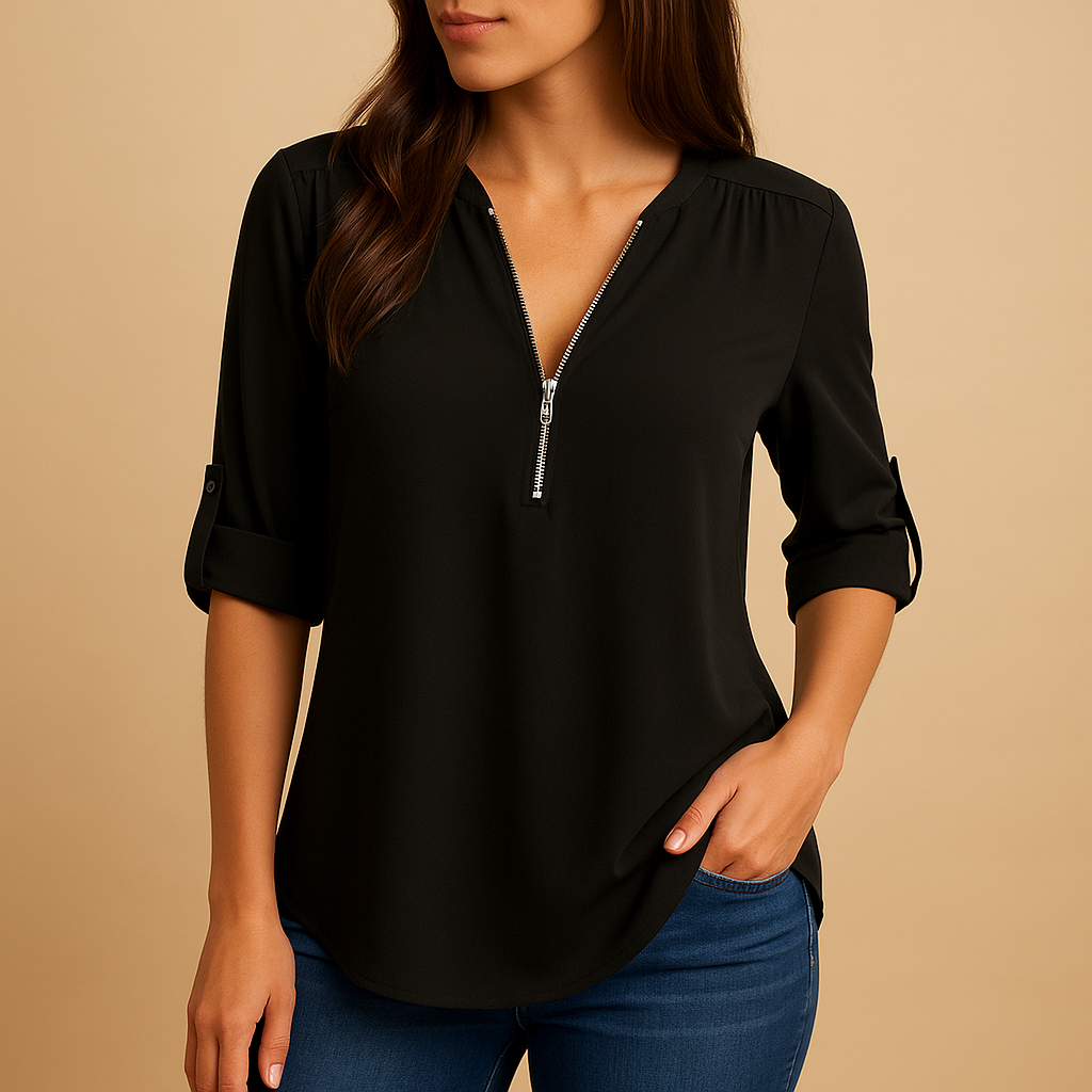 Airy V-neck women's blouse for a comfortable fit, ideal for casual wear, work, or elegant occasions.