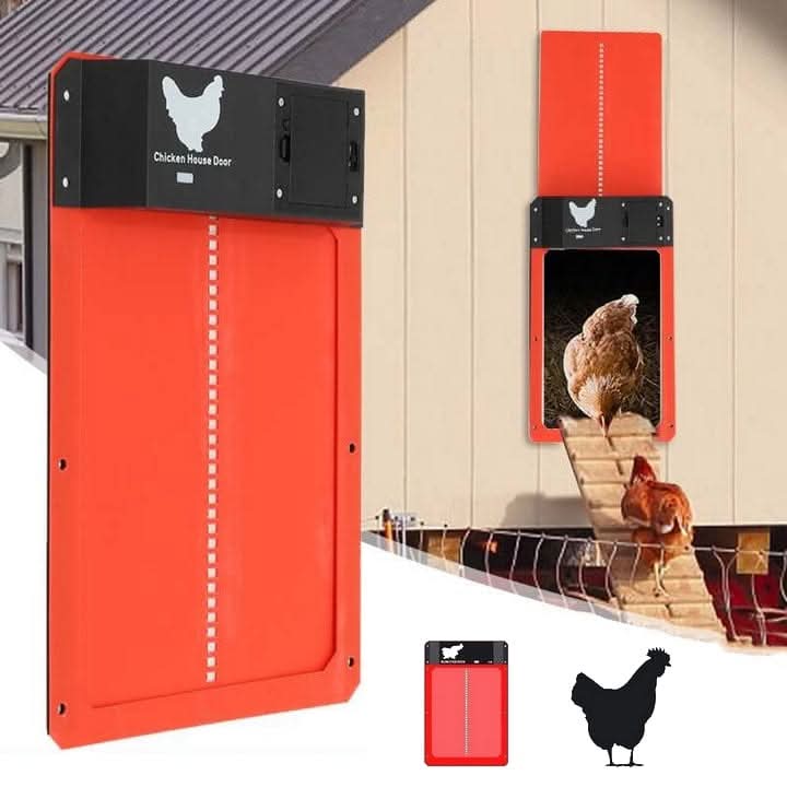 Easy-install automatic chicken coop door with light sensor for simple setup & poultry protection.