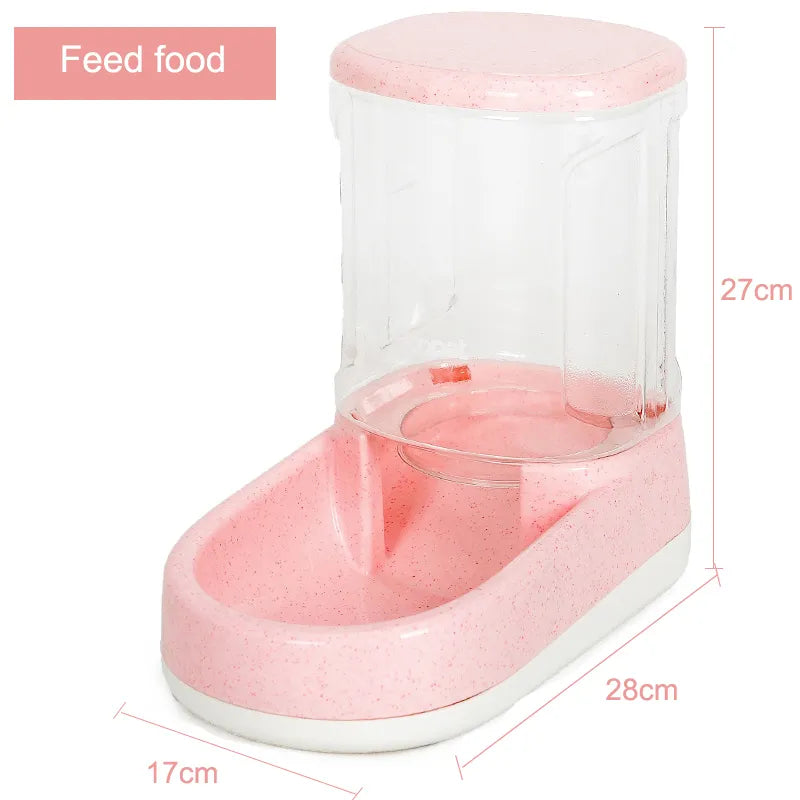 Convenient automatic pet food dispenser with integrated waterer, ideal for home pet care.