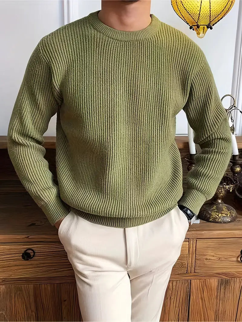 Everyday Men's Crew Neck Pullover, a classic long sleeve top in Milan style for comfort.