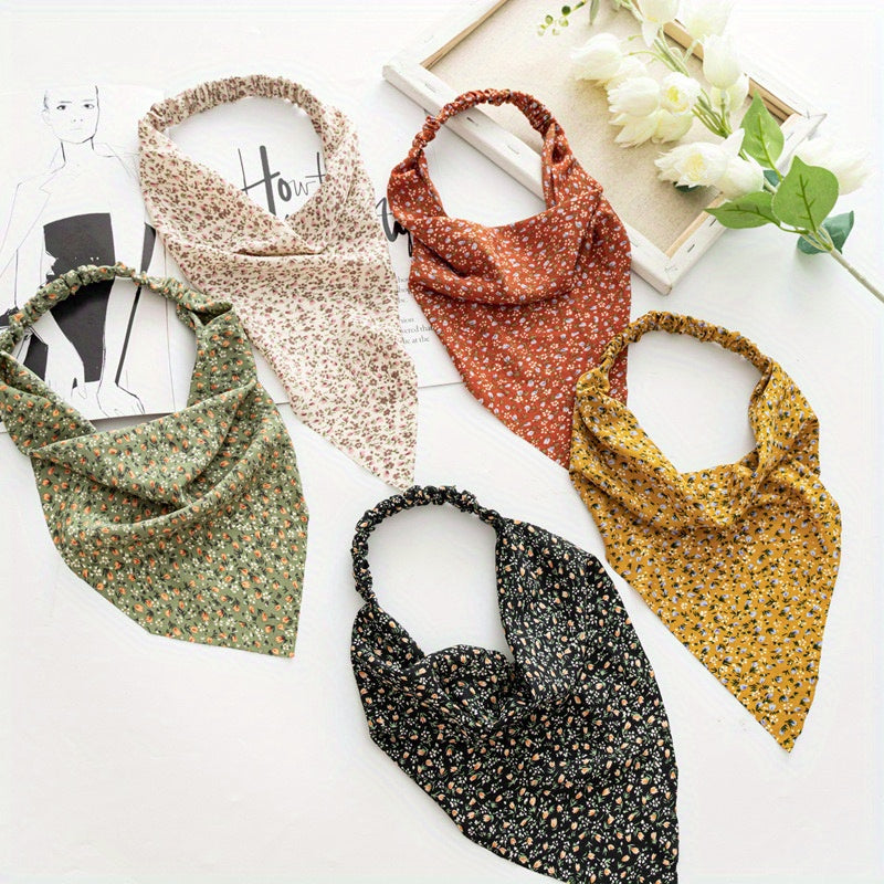 Elegant floral chiffon hair bandana for women, perfect for fashion-forward hair styling.