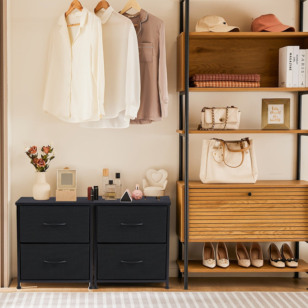 Versatile bedroom furniture: two compact nightstands with storage, suitable as elegant side tables.