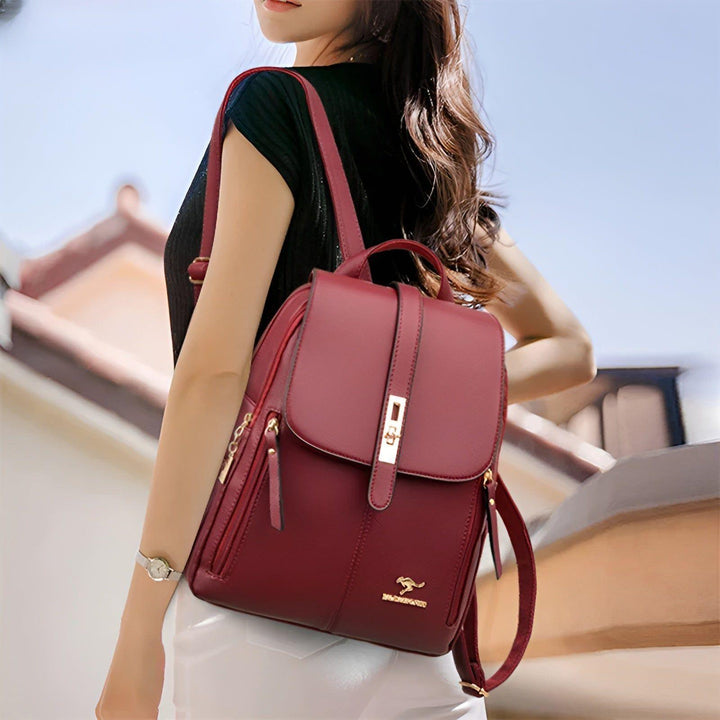 Stylish women's PU leather fashion backpack with elegant design, suitable for work & daily essentials.