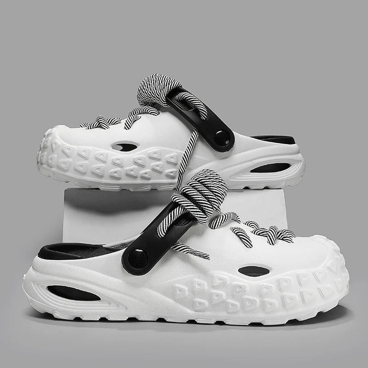 Women's Echo Laced Clogs, showcasing their durable, water-resistant construction.