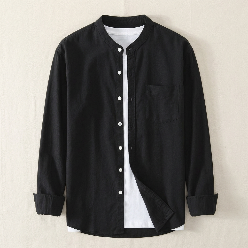 Blue men's versatile long-sleeve button-up shirt, a classic piece for casual or formal occasions.