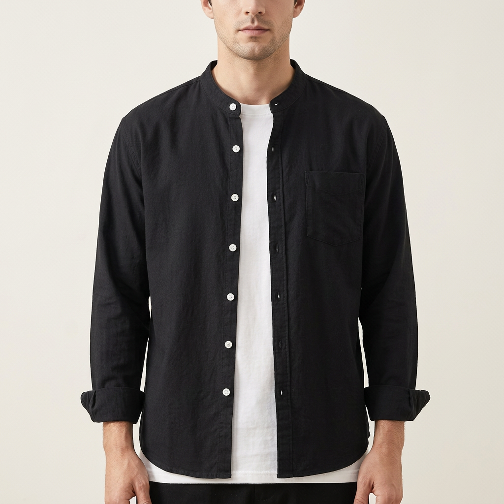 Yellow men's comfortable button-up long-sleeve shirt, a versatile top for everyday menswear.