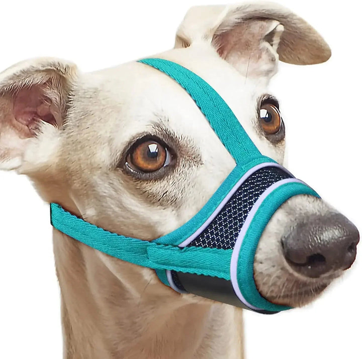 Comfortable reflective nylon dog muzzle, ideal for dog training and pet safety, lightweight design
