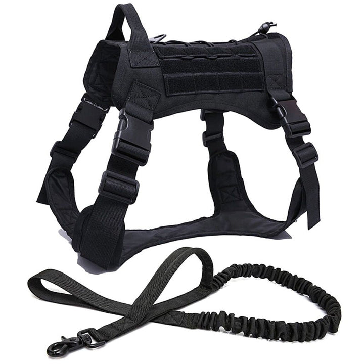 Tactical dog harness with ID patch panel, adjustable straps for secure, custom fit